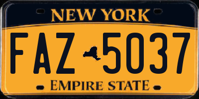 NY license plate FAZ5037