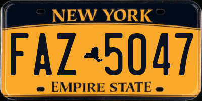 NY license plate FAZ5047