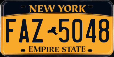 NY license plate FAZ5048