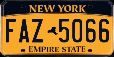 NY license plate FAZ5066