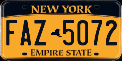 NY license plate FAZ5072