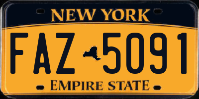 NY license plate FAZ5091