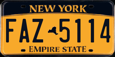 NY license plate FAZ5114