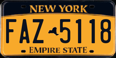 NY license plate FAZ5118