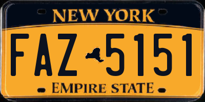 NY license plate FAZ5151