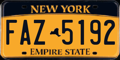 NY license plate FAZ5192