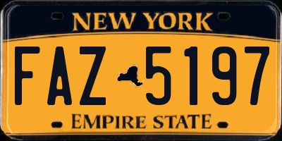 NY license plate FAZ5197