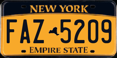 NY license plate FAZ5209