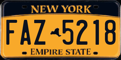 NY license plate FAZ5218
