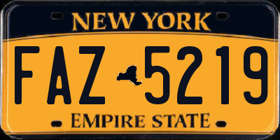 NY license plate FAZ5219