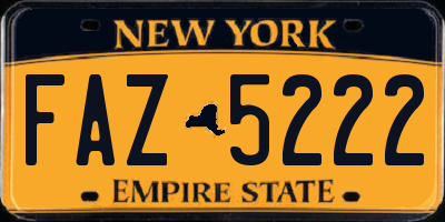 NY license plate FAZ5222