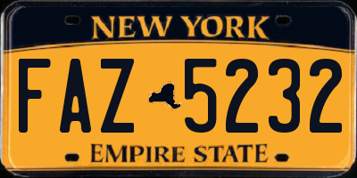 NY license plate FAZ5232