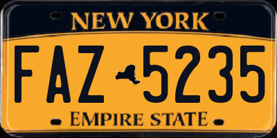 NY license plate FAZ5235