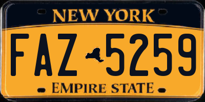 NY license plate FAZ5259