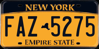 NY license plate FAZ5275