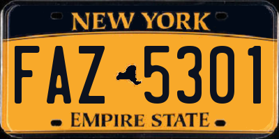 NY license plate FAZ5301