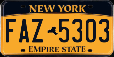 NY license plate FAZ5303
