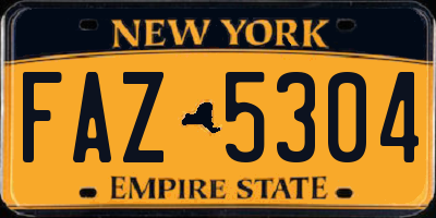 NY license plate FAZ5304