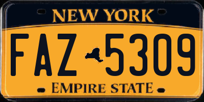 NY license plate FAZ5309
