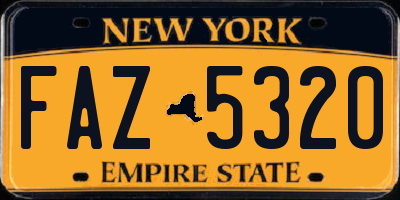 NY license plate FAZ5320
