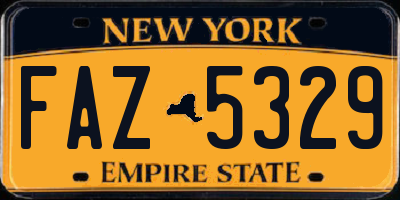 NY license plate FAZ5329