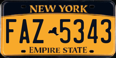 NY license plate FAZ5343