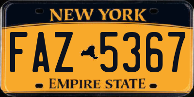 NY license plate FAZ5367