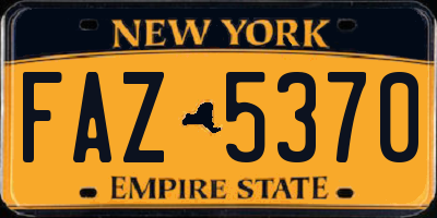 NY license plate FAZ5370