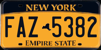 NY license plate FAZ5382