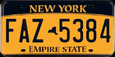 NY license plate FAZ5384