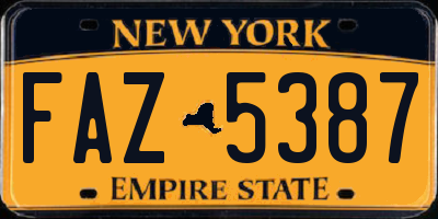NY license plate FAZ5387