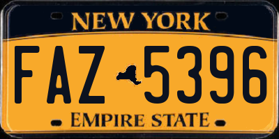 NY license plate FAZ5396