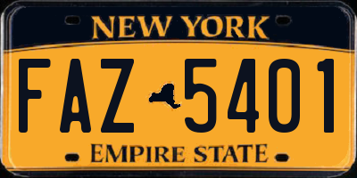 NY license plate FAZ5401