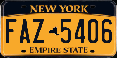 NY license plate FAZ5406