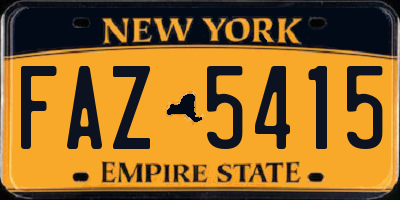 NY license plate FAZ5415