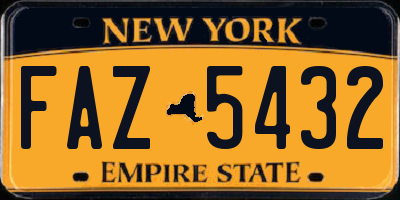 NY license plate FAZ5432