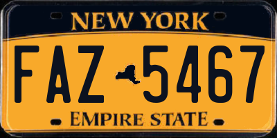 NY license plate FAZ5467