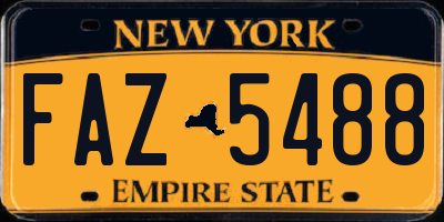 NY license plate FAZ5488