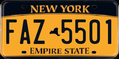 NY license plate FAZ5501