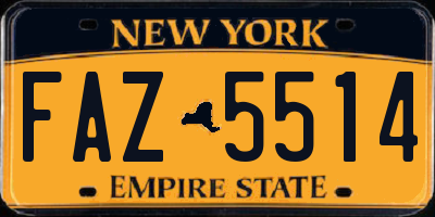 NY license plate FAZ5514