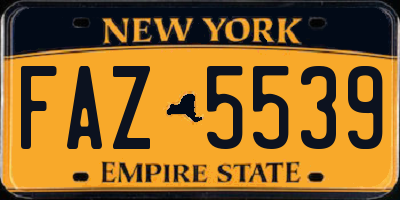NY license plate FAZ5539