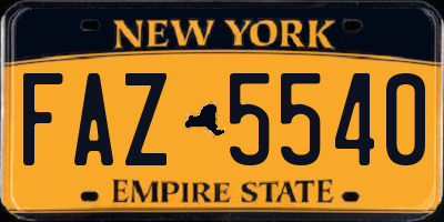 NY license plate FAZ5540