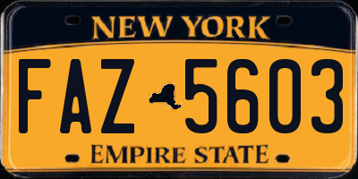 NY license plate FAZ5603