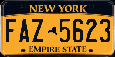 NY license plate FAZ5623