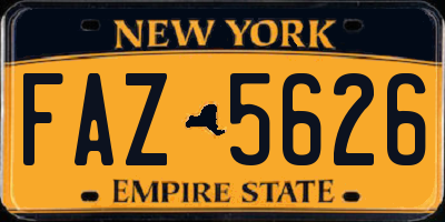 NY license plate FAZ5626