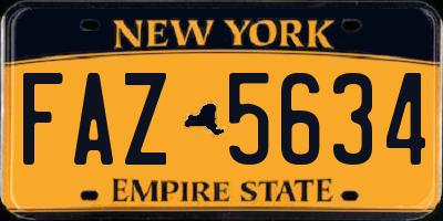 NY license plate FAZ5634
