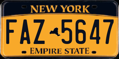 NY license plate FAZ5647
