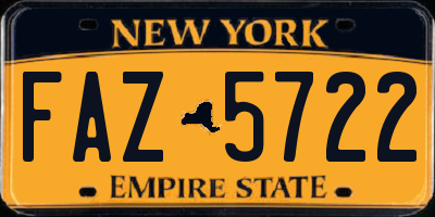 NY license plate FAZ5722