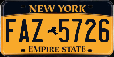 NY license plate FAZ5726