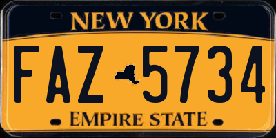 NY license plate FAZ5734